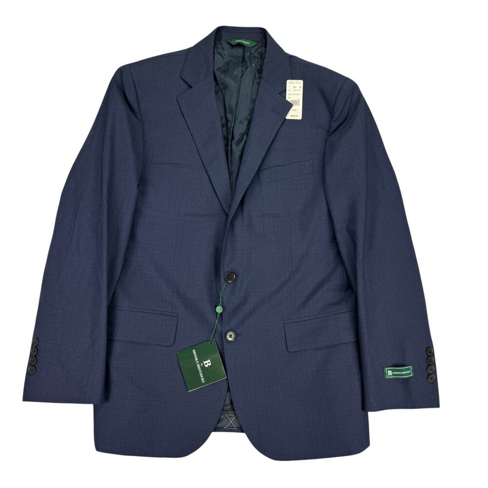 Brooks Brothers Mens Classic Fit Stretch Wool Blend Suit Jacket Blue 40S